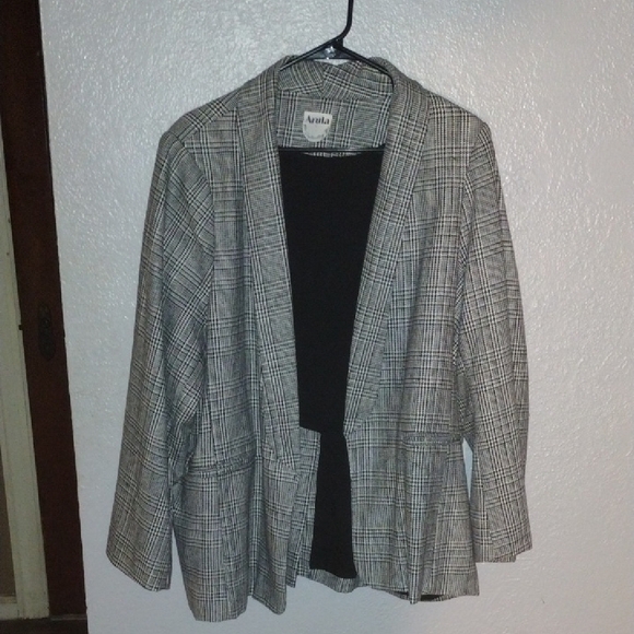 Arula Black and White Plaid Blazer C/3X - Picture 1 of 7